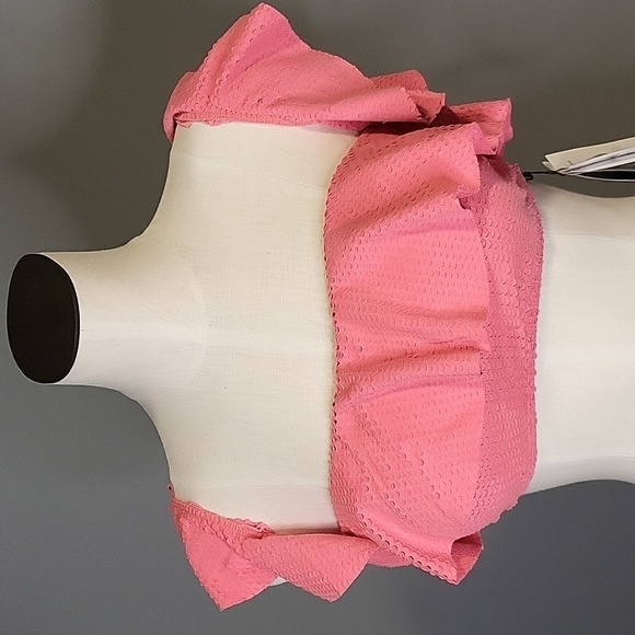 VIX Paula Hermanny Pink Laser Cut Scales Bandeau TOP with Sleeves - Size L D Cup - Picture 2 of 16